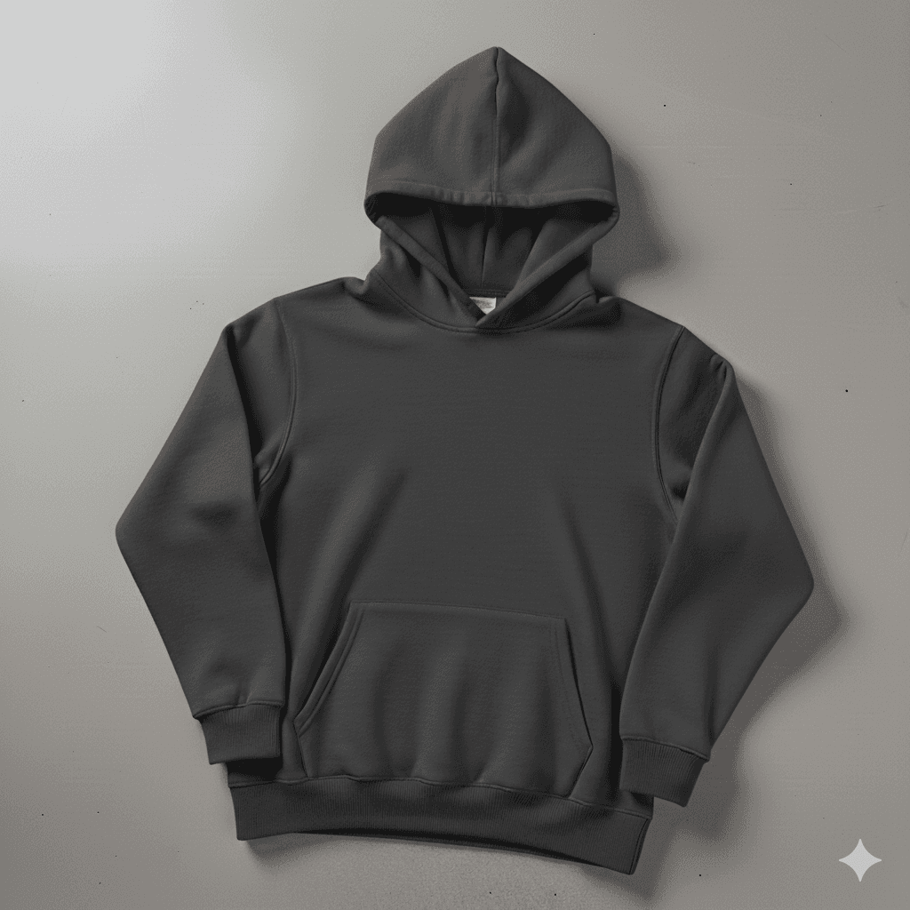 Duman Gri  Kapşonlu Kanguru Cep Oversize %100 Pamuk Sweat