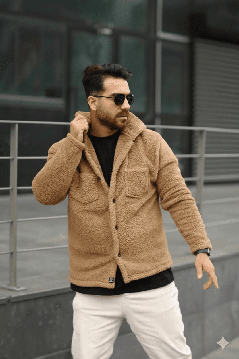 Hardal Düğmeli Peluş Kaliteli Regular Kalıp