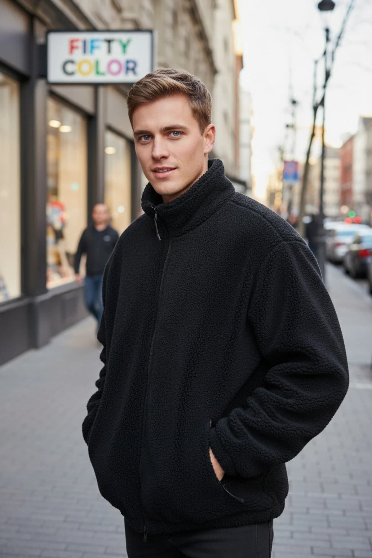 Siyah Tam Fermuarlı Peluş Kaliteli Regular Kalıp