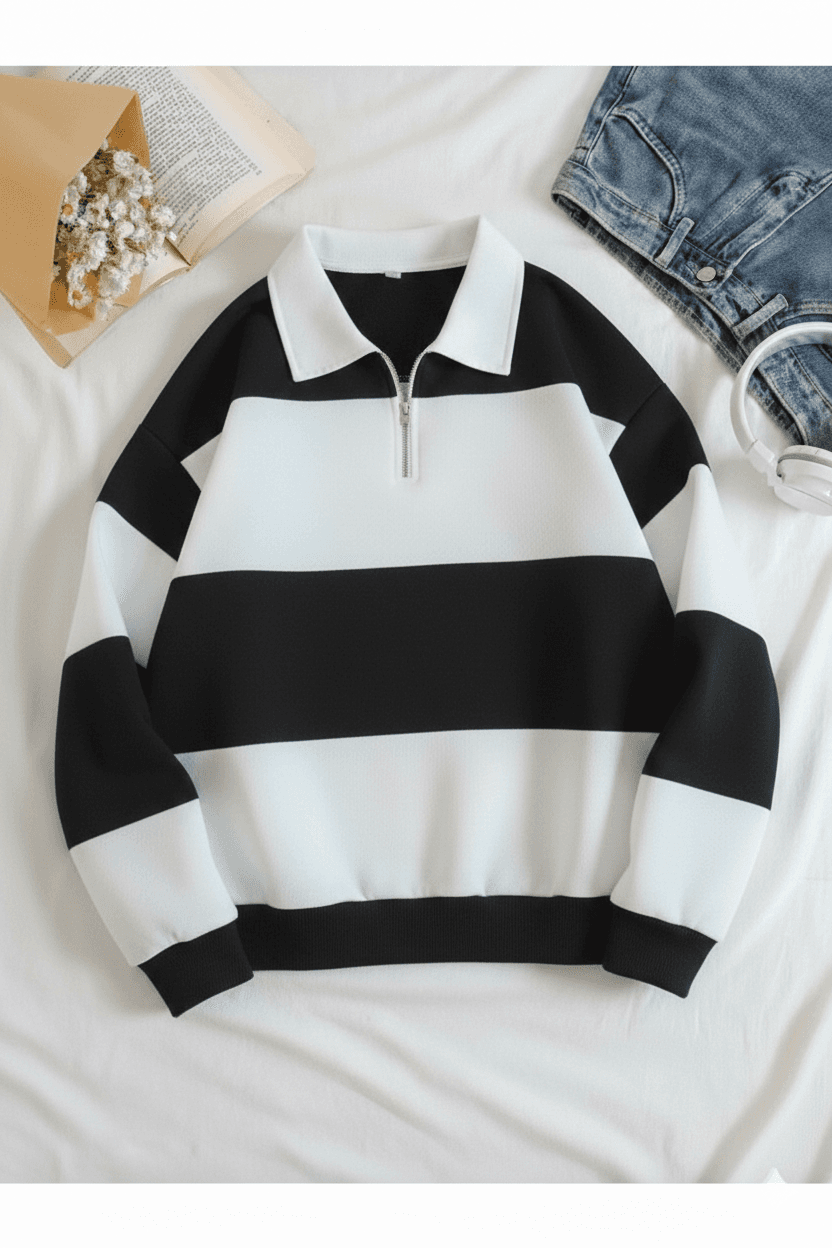 5 Parçalı Yarım Fermuarlı Kalın Sweat