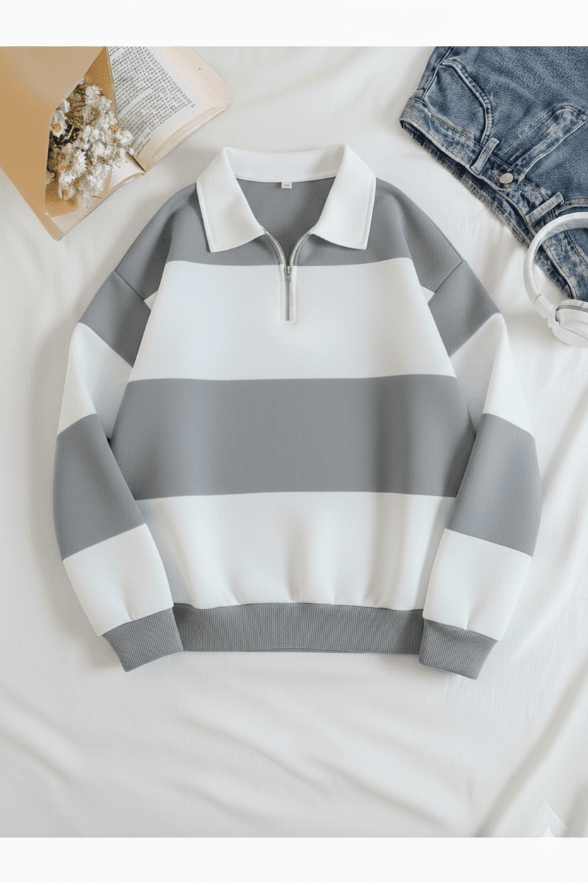 5 Parçalı Yarım Fermuarlı Kalın Sweat