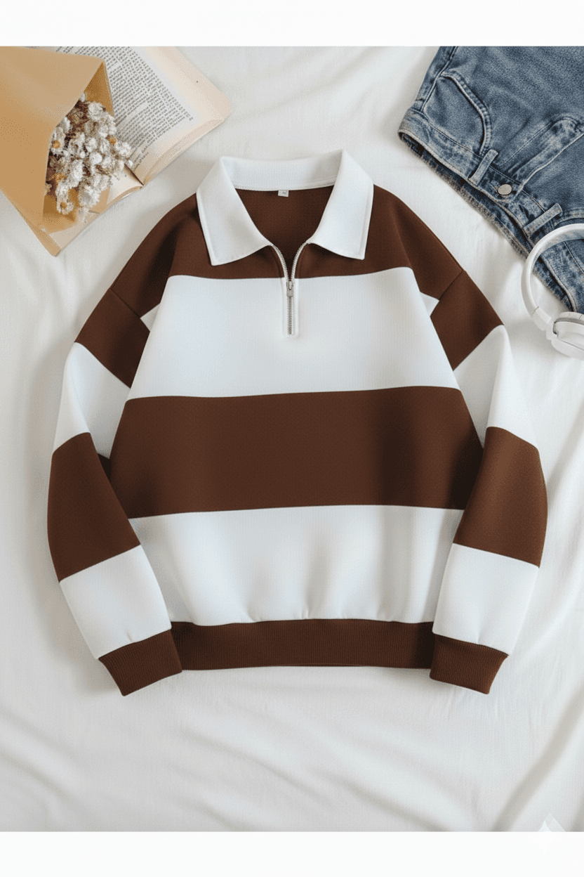 5 Parçalı Yarım Fermuarlı Kalın Sweat