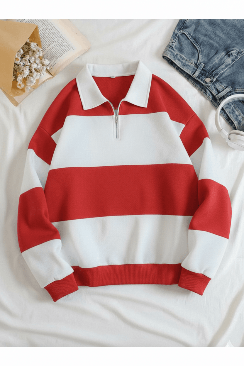 5 Parçalı Yarım Fermuarlı Kalın Sweat