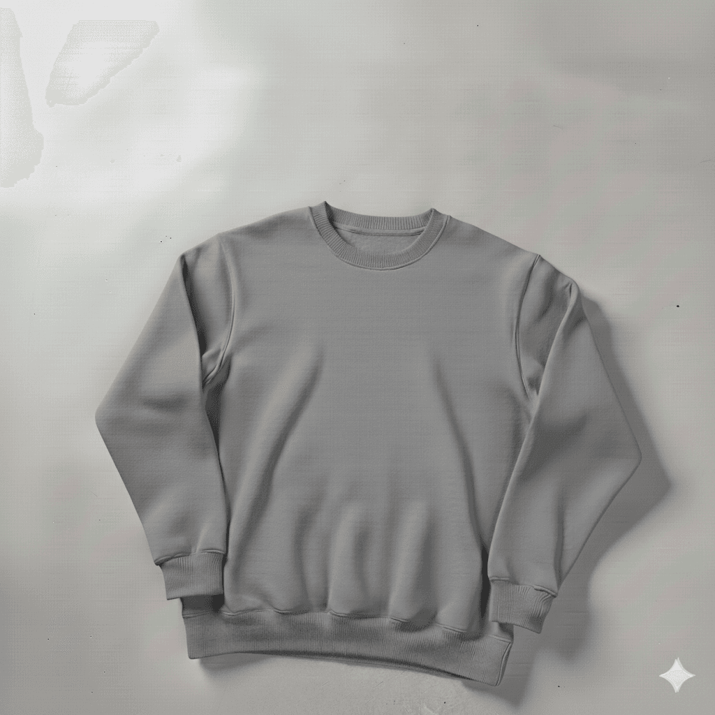 Duman Gri Bisiklet Yaka Oversize %100 Pamuk Sweat