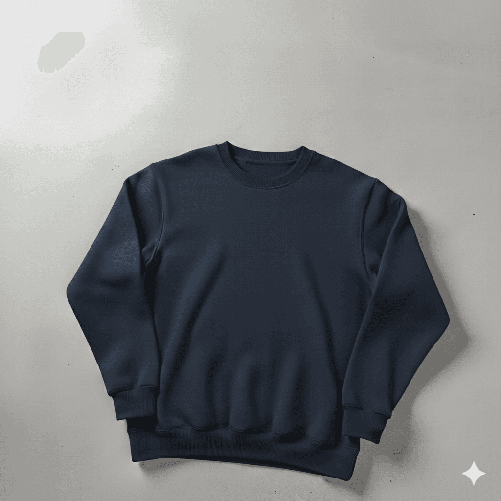 Lacivert Bisiklet Yaka Oversize %100 Pamuk Sweat